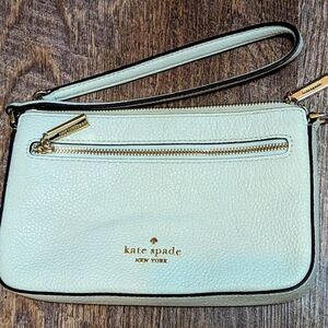 Kate Spade Cream Wristlet Clutch Gold Accents